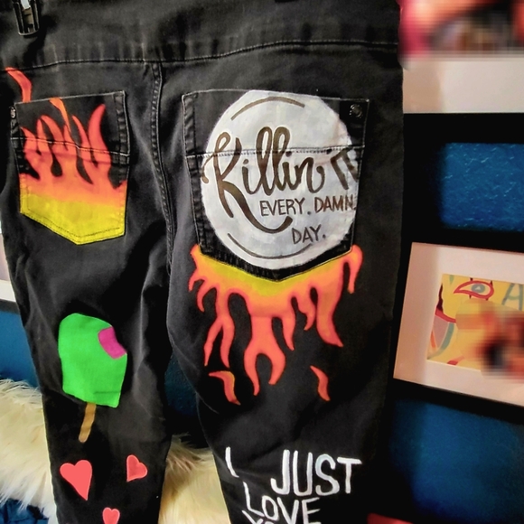 Handpainted denim jeans - Picture 4 of 6